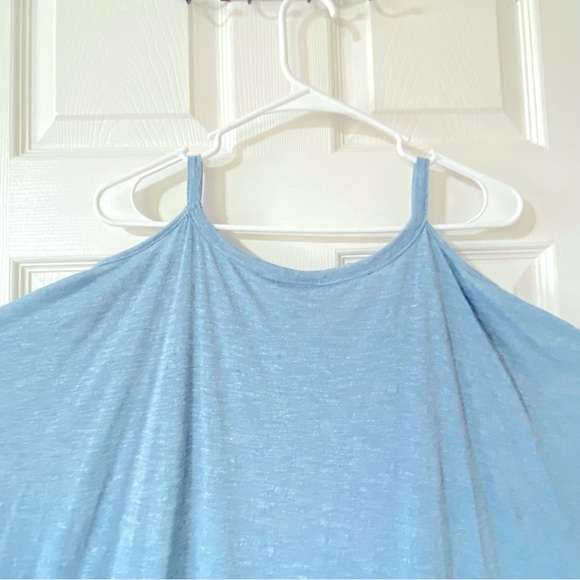 Bobeau Open Cold Shoulder Knit Top Short Sleeve Shirt Light blue top Sz. L .NWOT - Picture 7 of 8